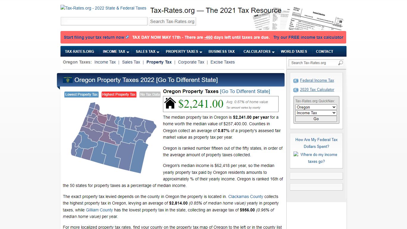 Oregon Property Taxes By County - 2022 - Tax-Rates.org