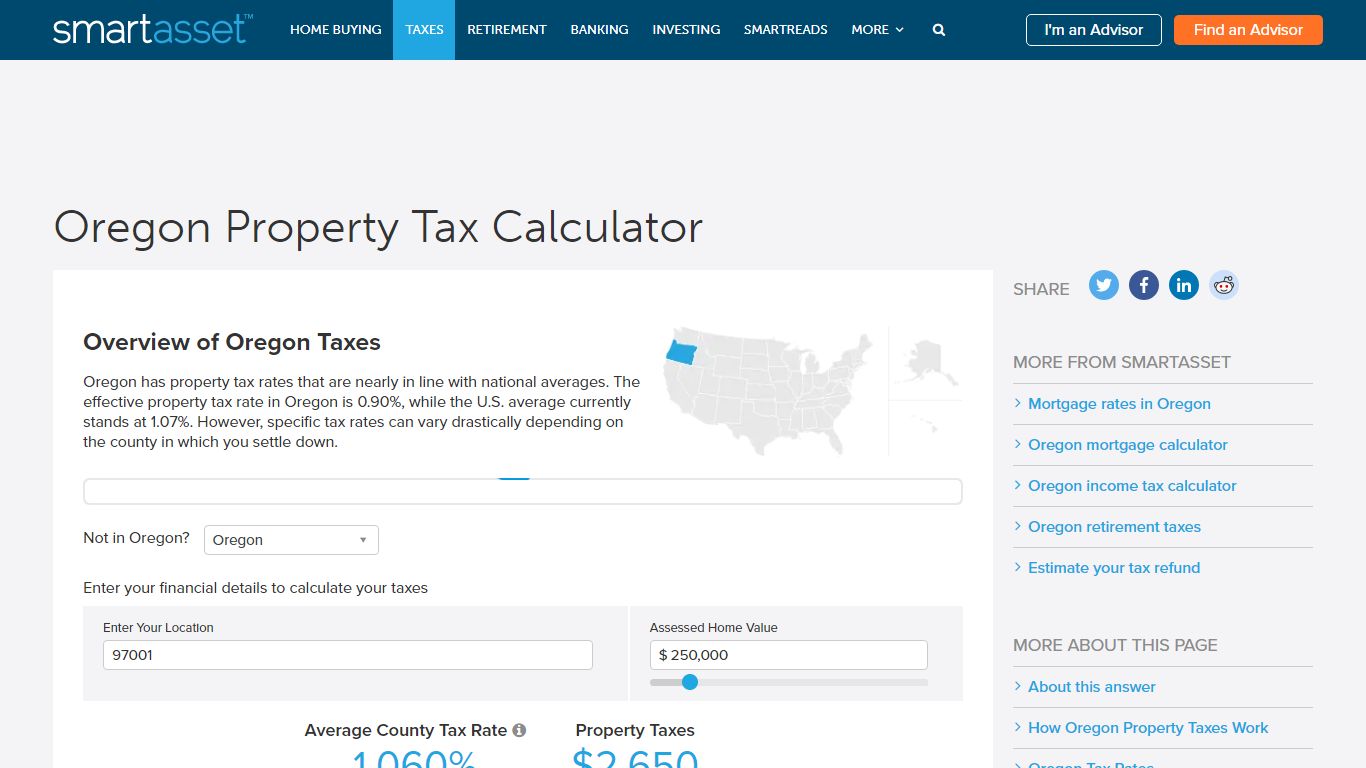 Oregon Property Tax Calculator - SmartAsset